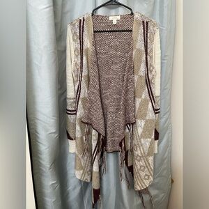 Tan/burgundy cardigan Sun&Shadow XS
